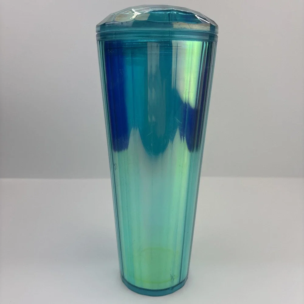 Starbucks 2021 Summer Turquoise Teal Blue Iridescent‎ Kaleidoscope Tumbler 24oz